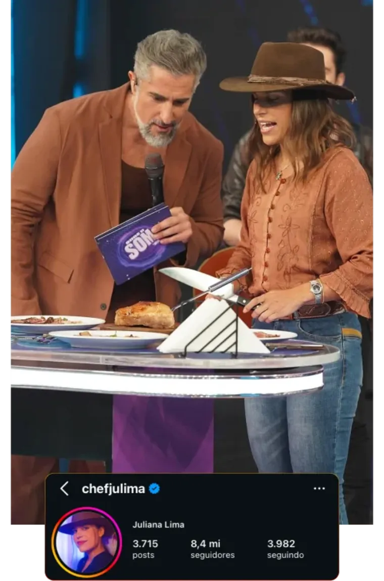 Chef Ju Lima no Mestre do Sabor, da TV Globo, e seu perfil com 8,4 milhões de seguidores